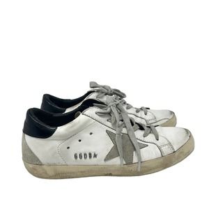 Golden Goose White and Black Leather Superstar Sneakers Size 36